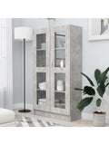 Bucherregal mit Vitrine in Betongrau 82,5 x 30,5 x 150 cm fur Wohnzimmer Schlafzimmer Flur und Arbeitszimmer