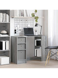 Schreibtisch 100 x 40 x 75 cm in Grauer Sonoma Optik mit drei Schubladen und Regalfachern
