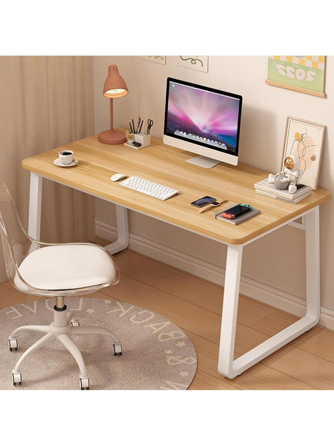 Moderner Computertisch 100 x 50 cm in Naturholz Optik fur Homeoffice Schlafzimmer und Buro
