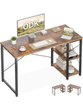 Kleiner Schreibtisch 120 x 48 cm mit integriertem Regal in Vintage Braun
