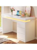 LED Schreibtisch 120 x 50 x 78,5 cm mit drei Schubladen vergrosserter Arbeitsflache und Beleuchtung