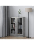 Bucherregal mit Vitrine in Betongrau 82,5 x 30,5 x 115 cm fur Wohnzimmer Flur Schlafzimmer und Arbeitszimmer