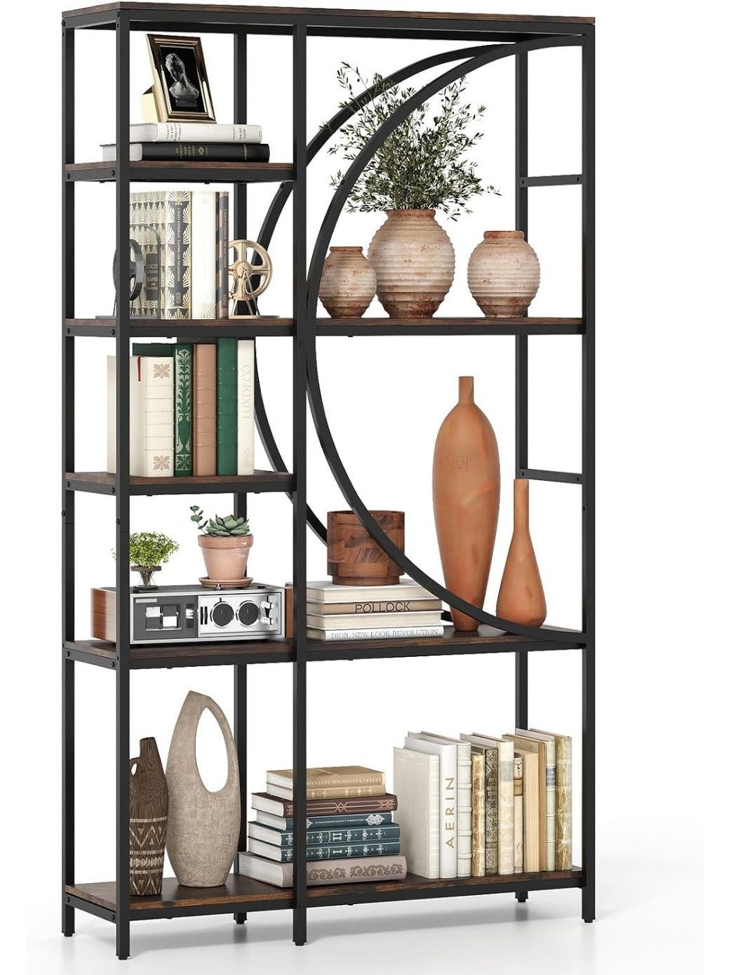 Geometrisches Bucherregal mit Metallrahmen im Industrie Design