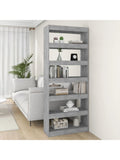Grosses Bucherregal in Zementgrau 80 x 30 x 198 cm mit vielseitigen Ablagefachern fur Wohnzimmer und Arbeitszimmer