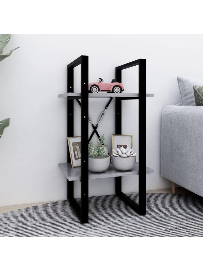 Industrielles Bucherregal mit zwei Ebenen in Zementgrau 40 x 30 x 70 cm fur Buro Schlafzimmer und Wohnzimmer